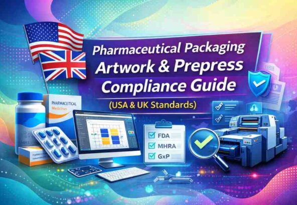 Complete guide to pharmaceutical packaging artwork and prepress compliance for USA & UK standards. FDA-ready artwork production services
