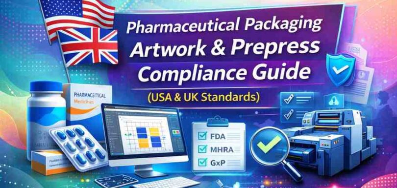 Complete guide to pharmaceutical packaging artwork and prepress compliance for USA & UK standards. FDA-ready artwork production services